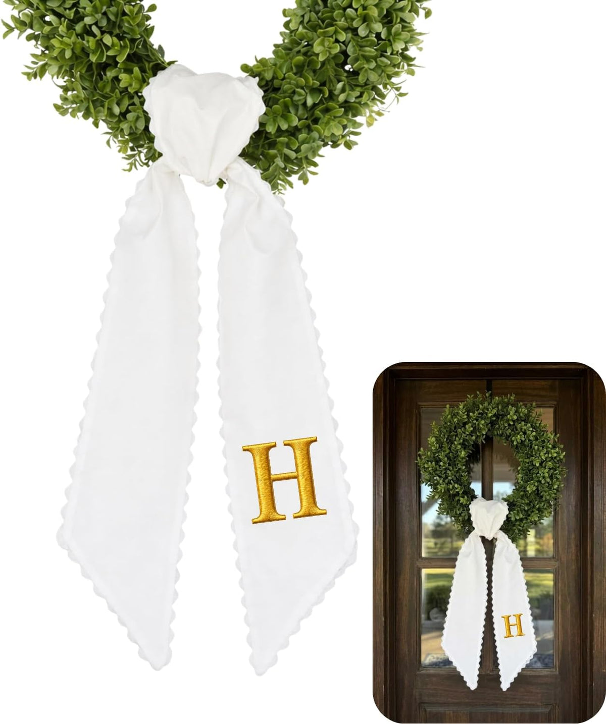 Monogram Personalized Wreath Sash — 10 - Initial