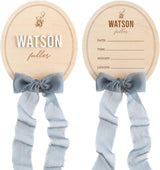 Personalized Wooden Birth Announcement Sign — 6 - oval bear