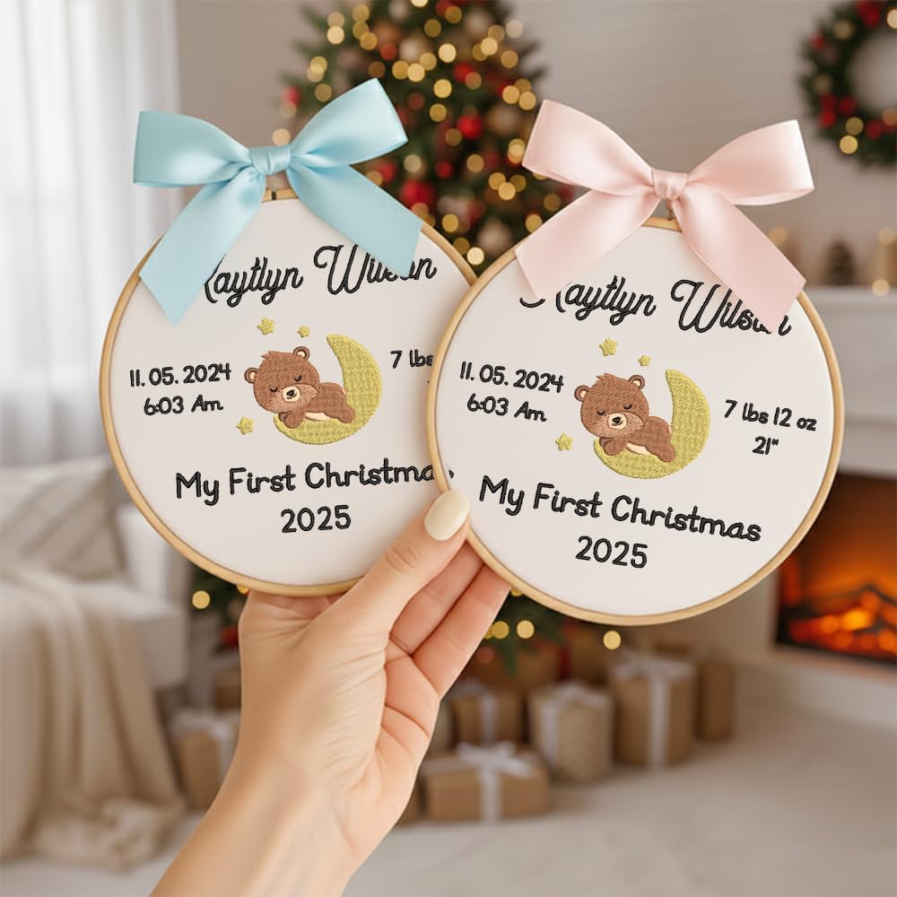 Baby's First Christmas Ornament — Bow — image 2