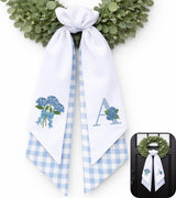 Monogram Personalized Wreath Sash — 12 - Blue Hydrangea