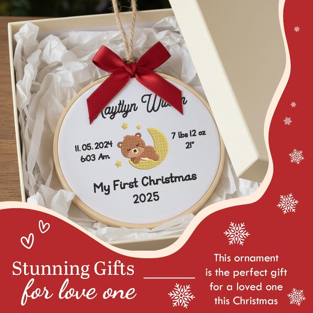 Baby's First Christmas Ornament — Bow — image 7