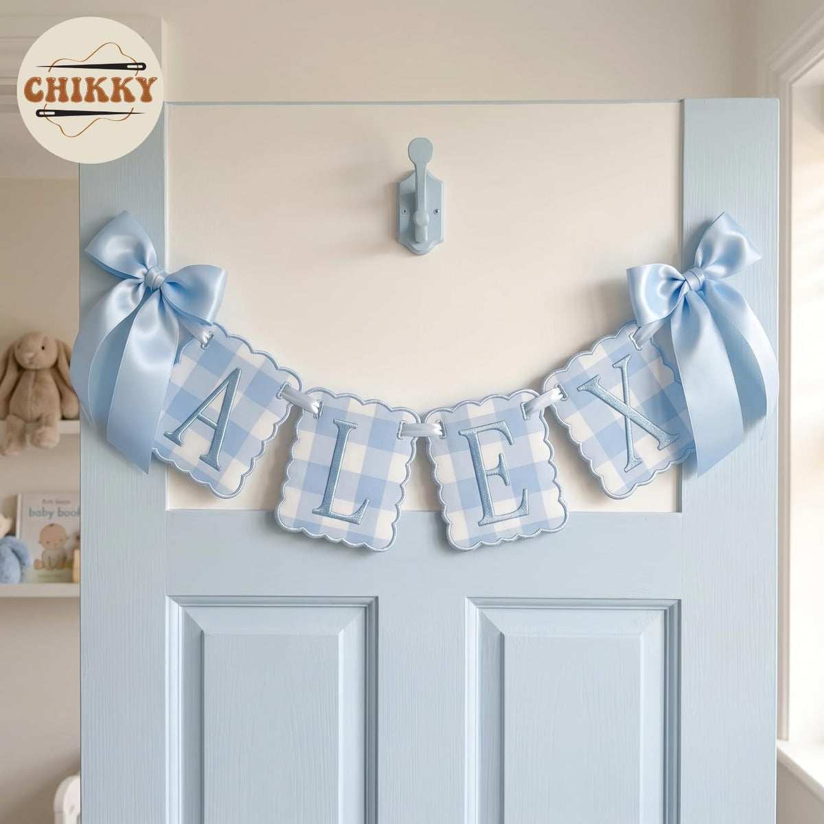 Personalized Embroidered Baby Name Banner — 2 - Blue — image 5