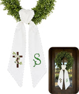 Monogram Personalized Wreath Sash — 8 - Flowers Cross