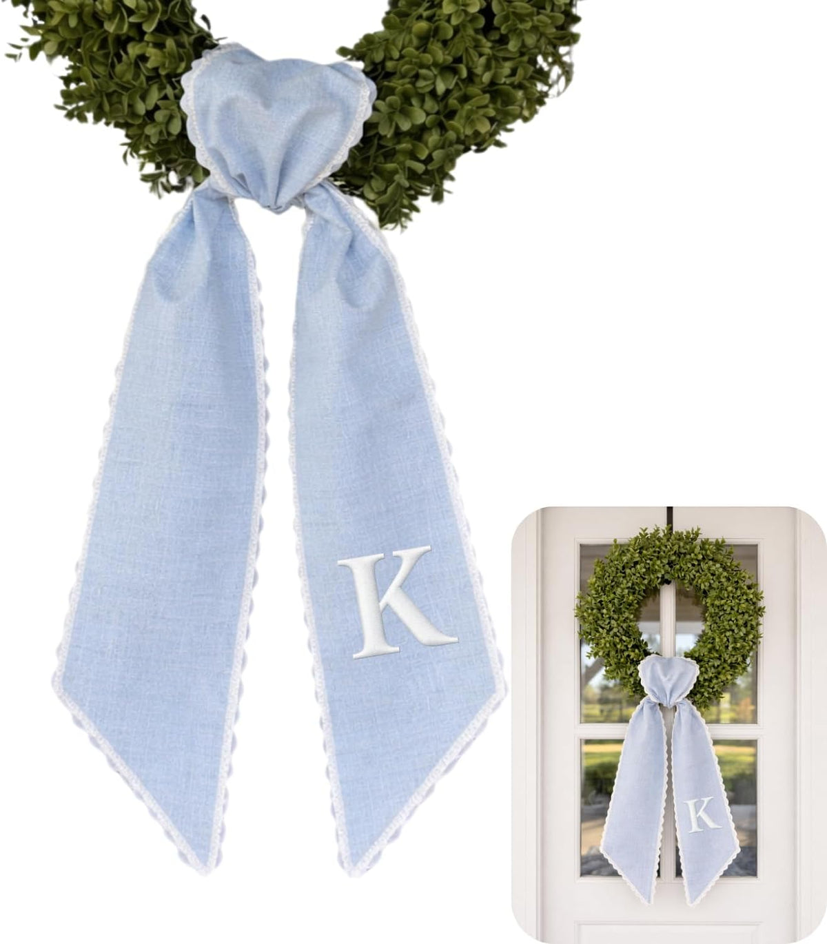 Monogram Personalized Wreath Sash — 12 - Initial