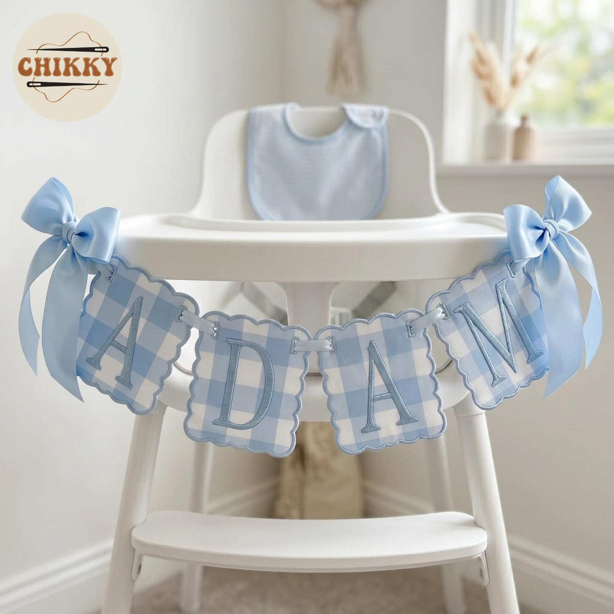 Personalized Embroidered Baby Name Banner — 2 - Blue — image 4