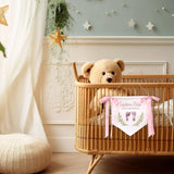 Personalized Embroidered Baby Name Banner — 6 - footprint birth stat — image 5