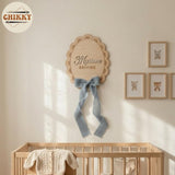 Personalized Wooden Birth Announcement Sign — 4 - scalloped lace — image 4