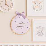 Personalized Newborn Name Embroidery Hoop — Bow — image 7