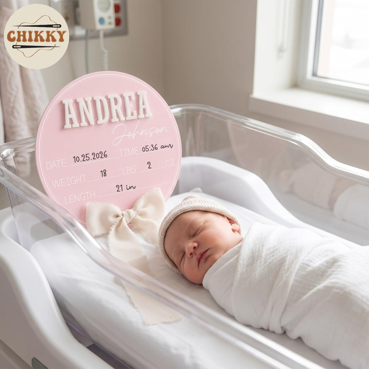 Personalized Wooden Birth Announcement Sign — image 3