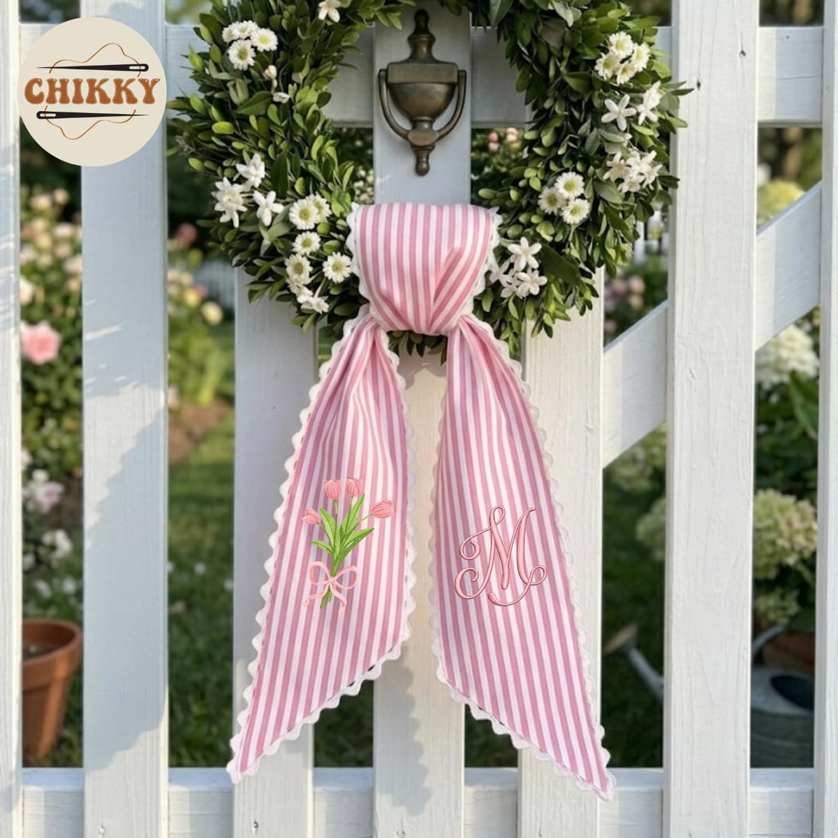 Monogram Personalized Wreath Sash — 12 - Tulip Bouquet — image 2
