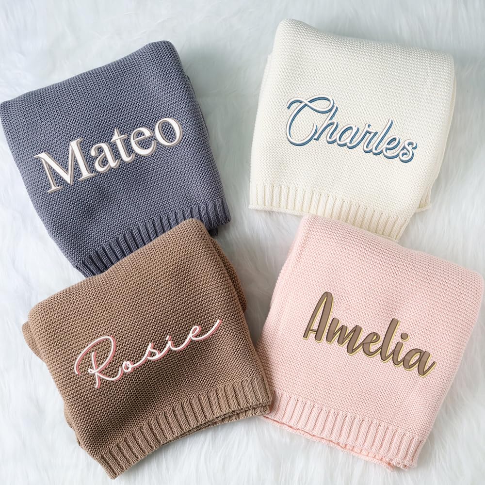 Personalized Knit Baby Blanket — 10 - Name — image 2