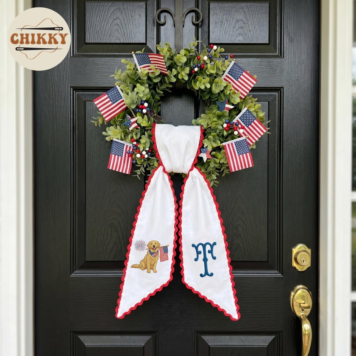 Patriotic Personalized Wreath Sash — 11 - USA golden retriever — image 5