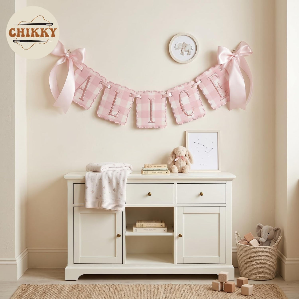 Personalized Embroidered Baby Name Banner — 1 - Pink — image 7