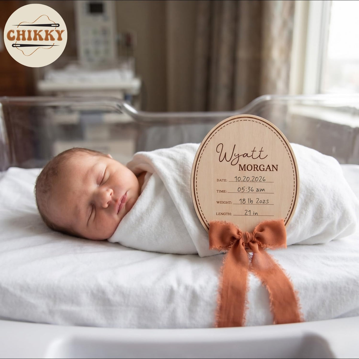 Personalized Wooden Birth Announcement Sign — image 5