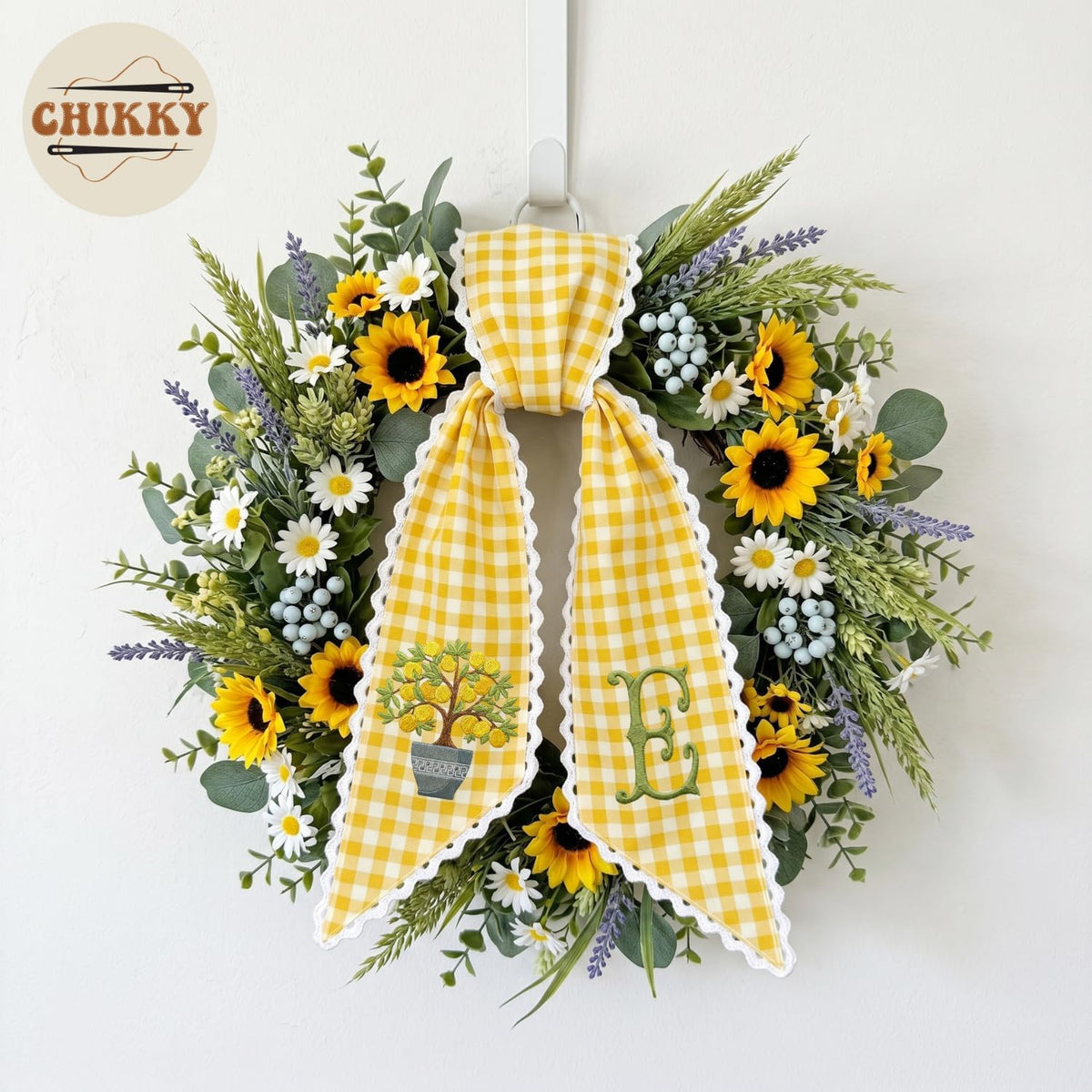 Monogram Personalized Wreath Sash — 2 - Lemon Tree — image 5
