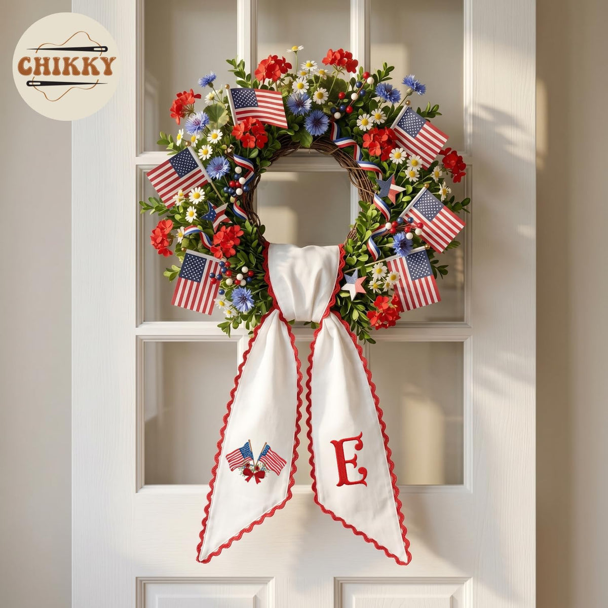 Patriotic Personalized Wreath Sash — 11 - USA Flag Flowers — image 6