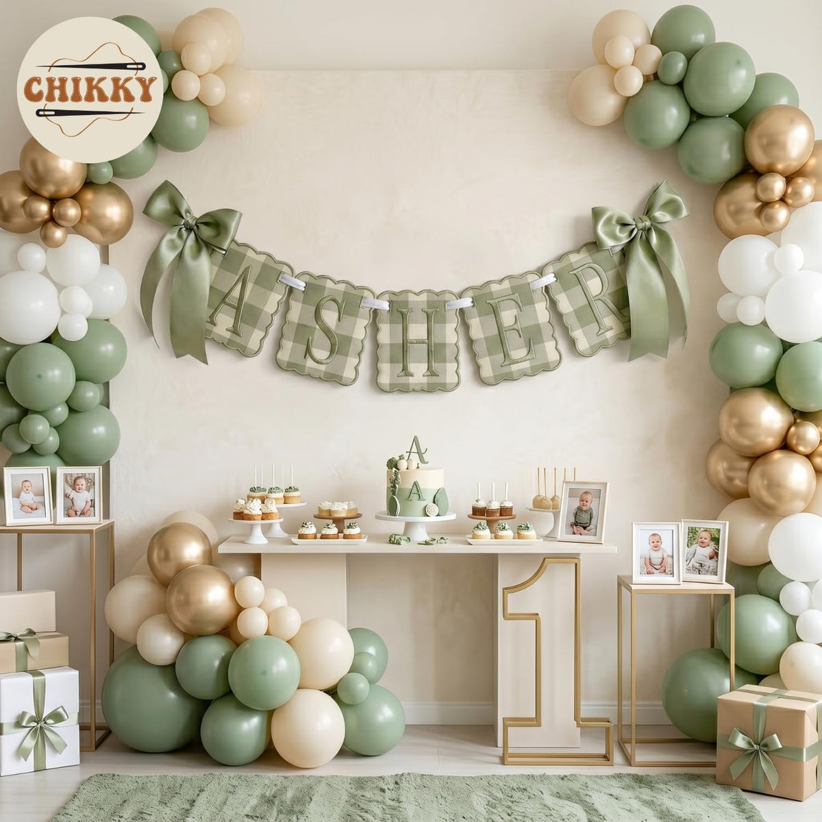 Personalized Embroidered Baby Name Banner — 4 - Sage — image 6