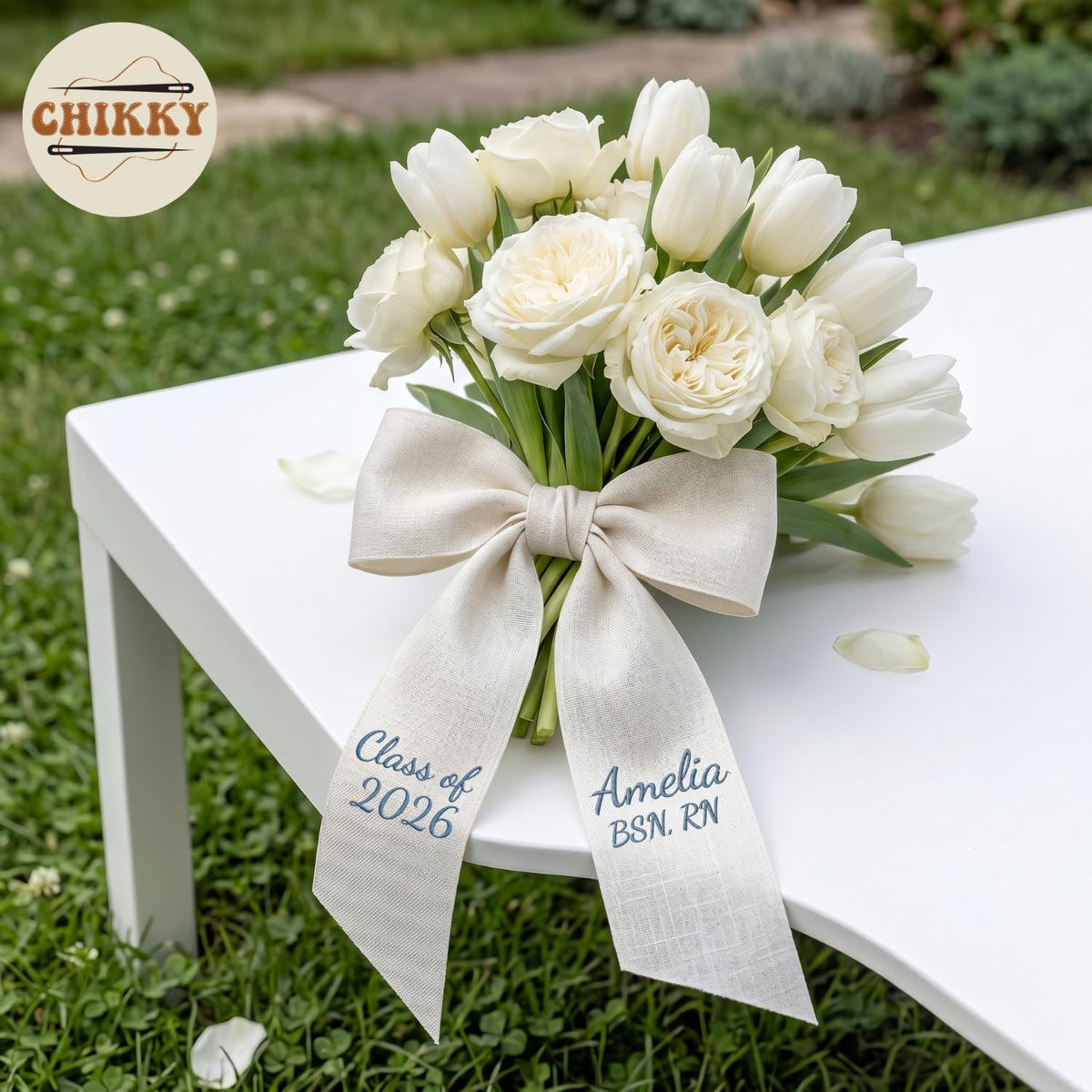 Personalized Embroidered Bouquet Sash — 4 - Nursing Graduation — image 2