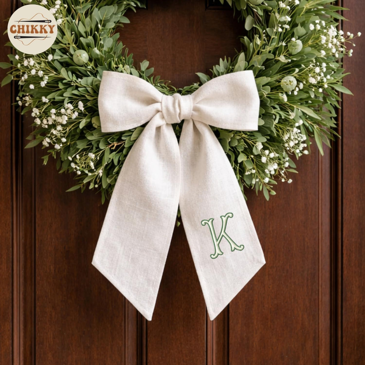 Monogram Personalized Wreath Sash — 6 - Initial — image 4