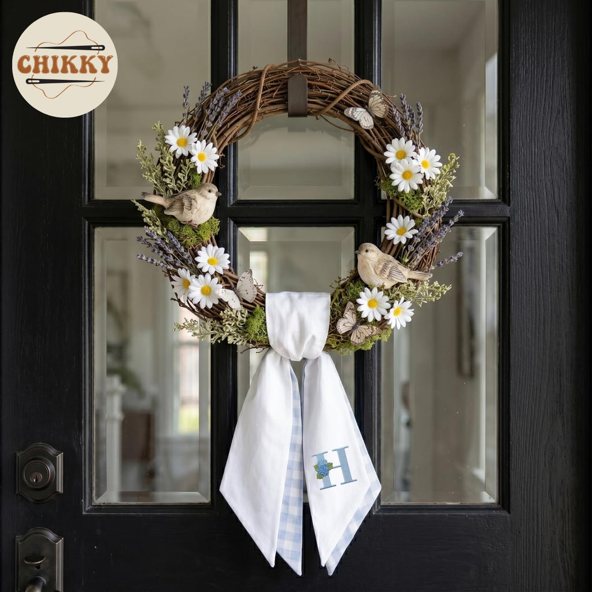 Monogram Personalized Wreath Sash — 7 - Hydrangea Initial — image 2