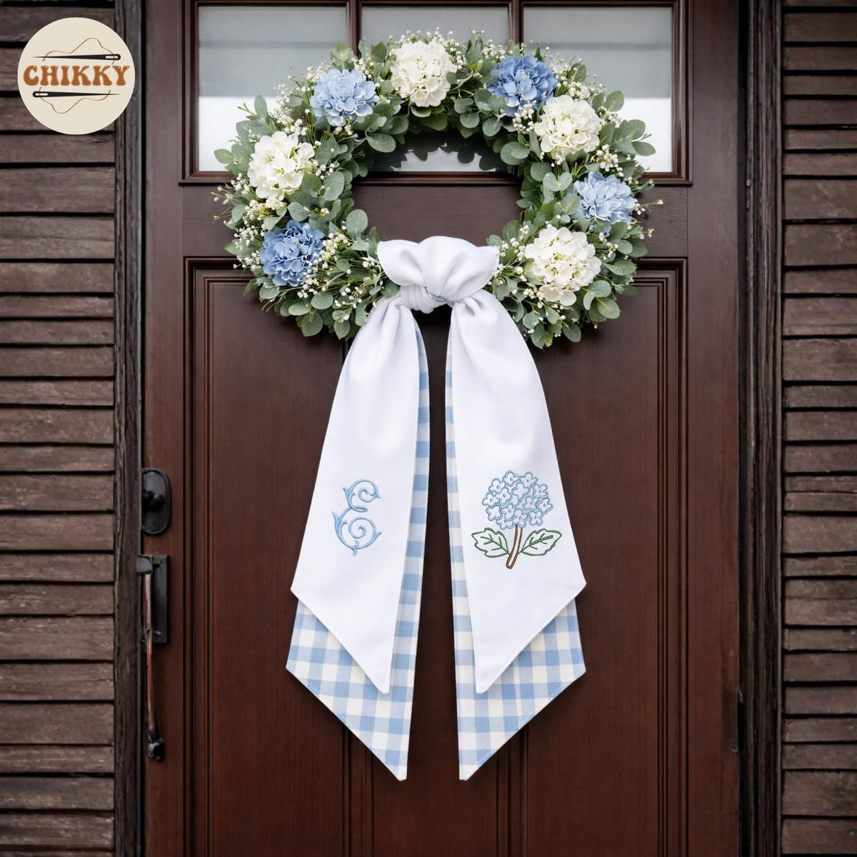 Monogram Personalized Wreath Sash — 9 - Hydrangea — image 2