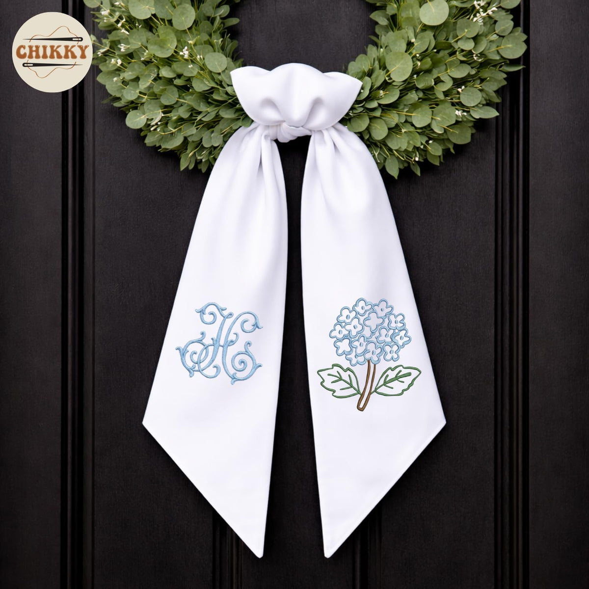 Monogram Personalized Wreath Sash — 9 - Hydrangea — image 4
