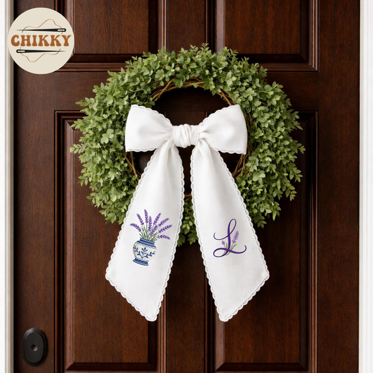 Monogram Personalized Wreath Sash — 5 - Lavender — image 4