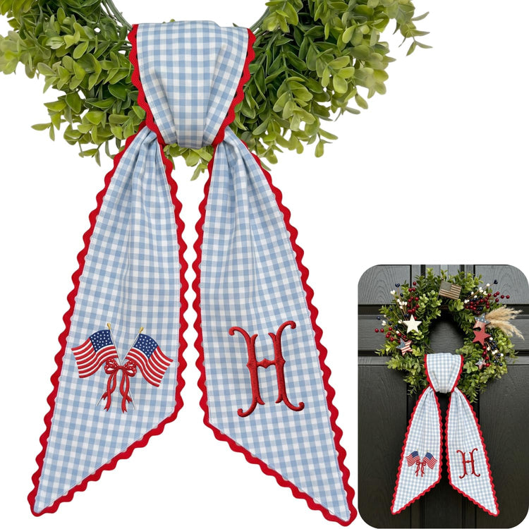 Patriotic Personalized Wreath Sash — 4 - USA Flag