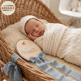 Personalized Wooden Birth Announcement Sign — 8 - oval pattern — image 2