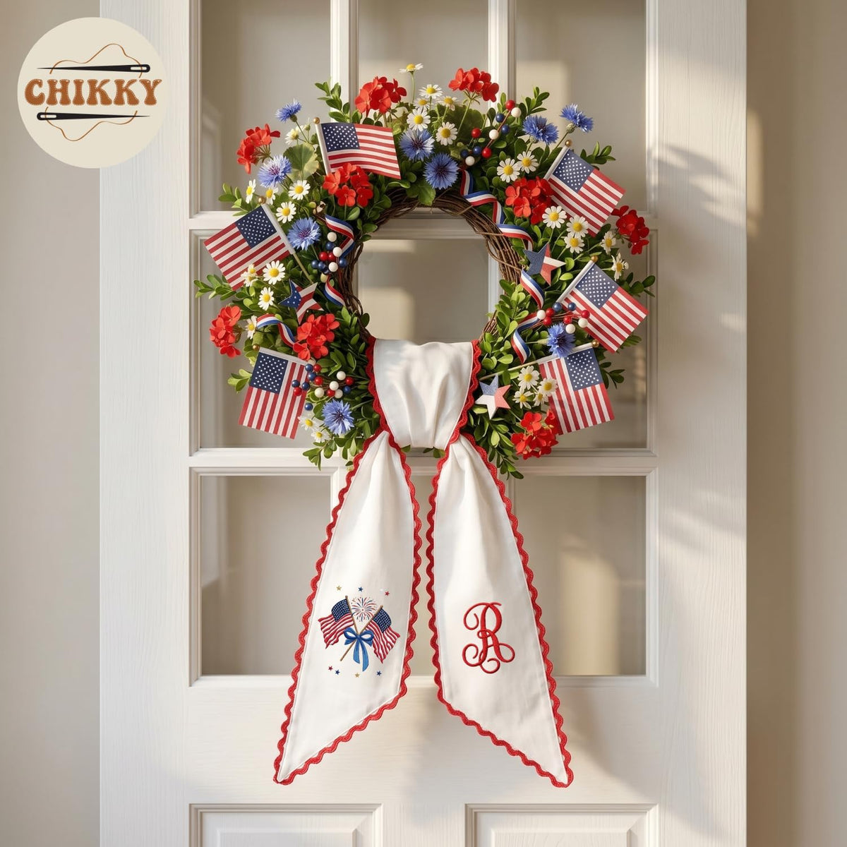 Monogram Personalized Wreath Sash — 9-4th of July — image 4