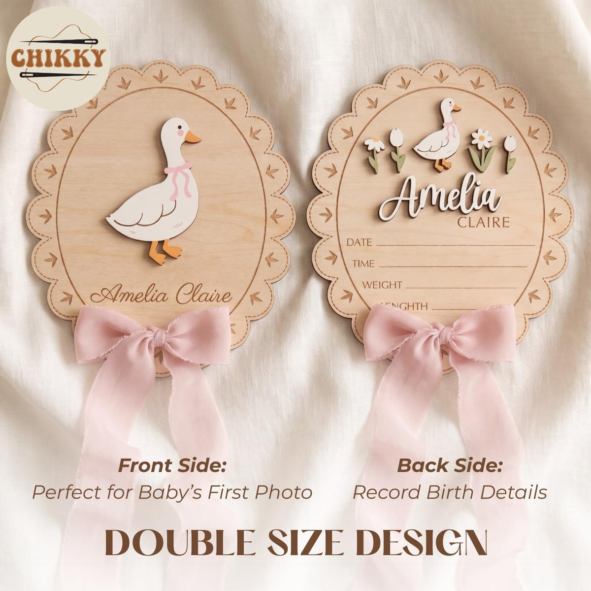 Personalized Wooden Birth Announcement Sign — image 5