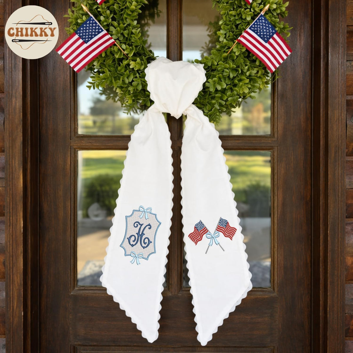 Patriotic Personalized Wreath Sash — 1 - American Flag — image 4