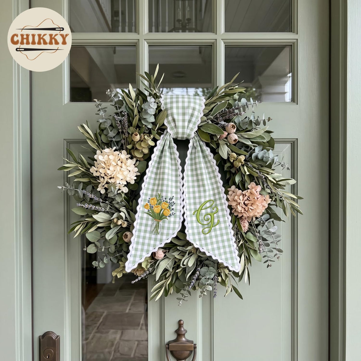 Monogram Personalized Wreath Sash — 1 - Yellow Tulip — image 4