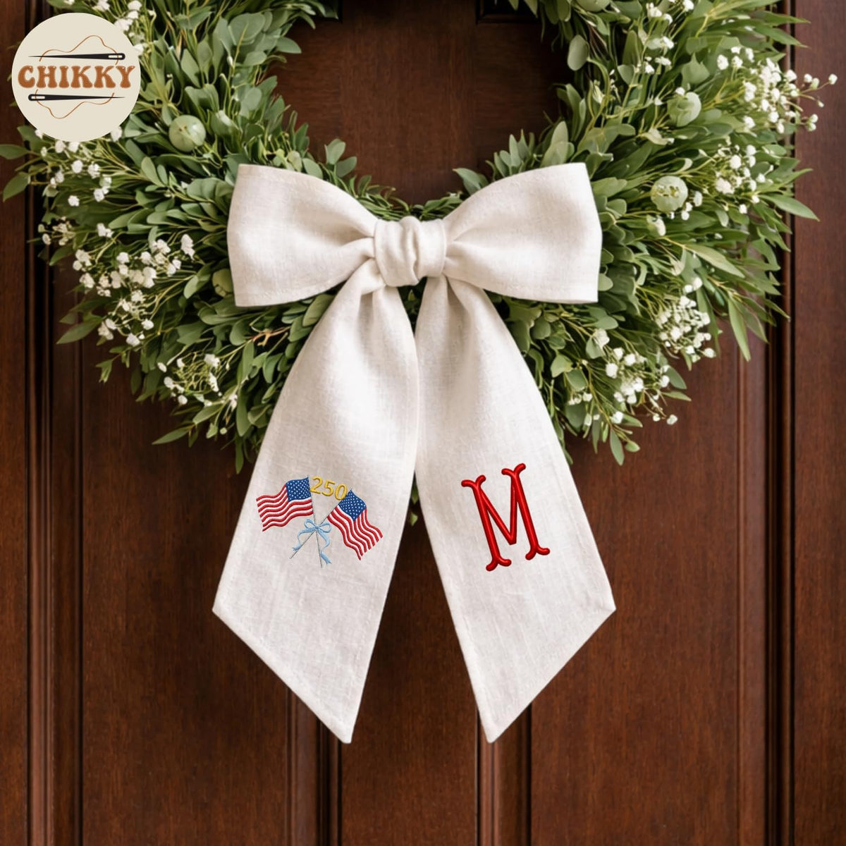 Patriotic Personalized Wreath Sash — 7-250th 4th of July — image 4