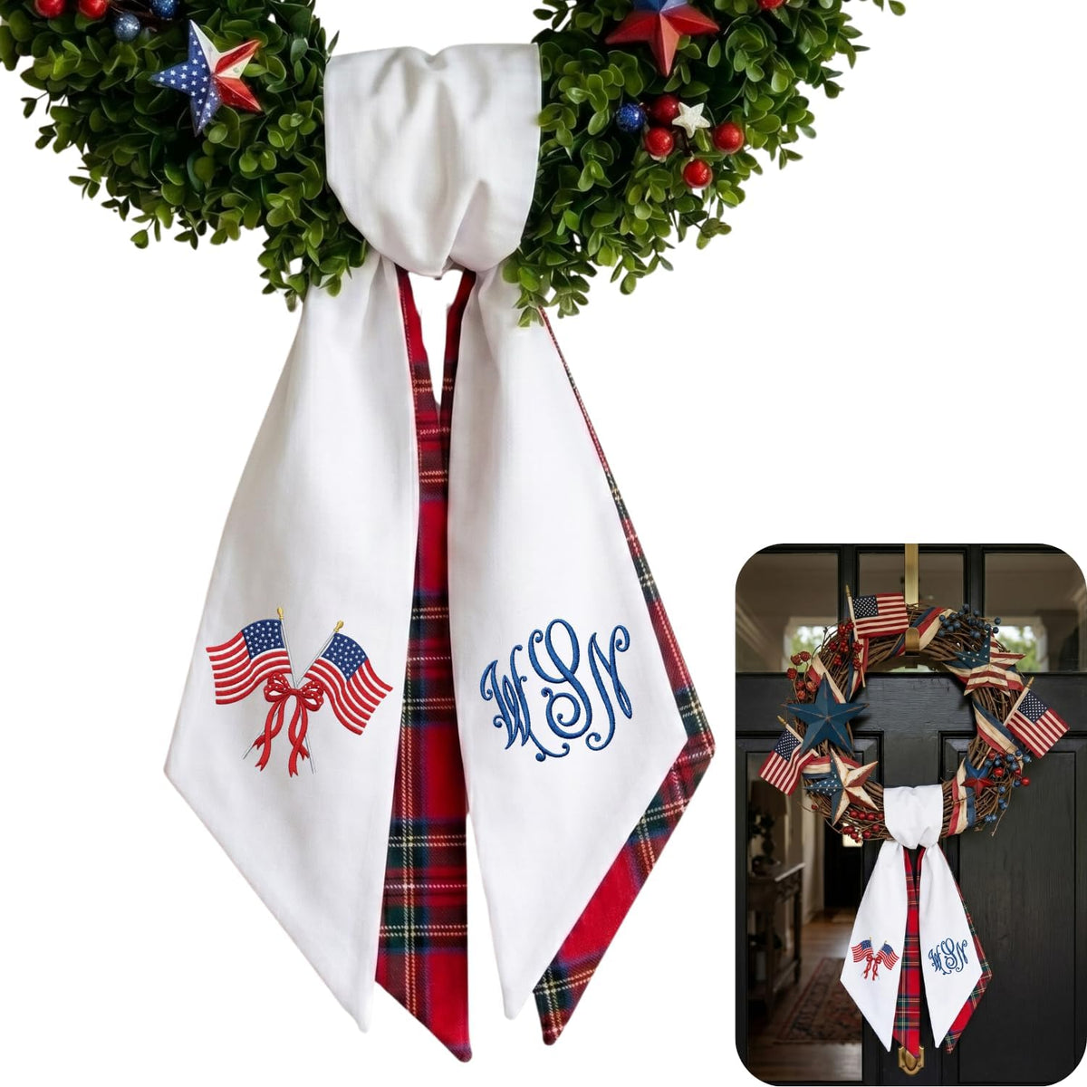 Patriotic Personalized Wreath Sash — 1