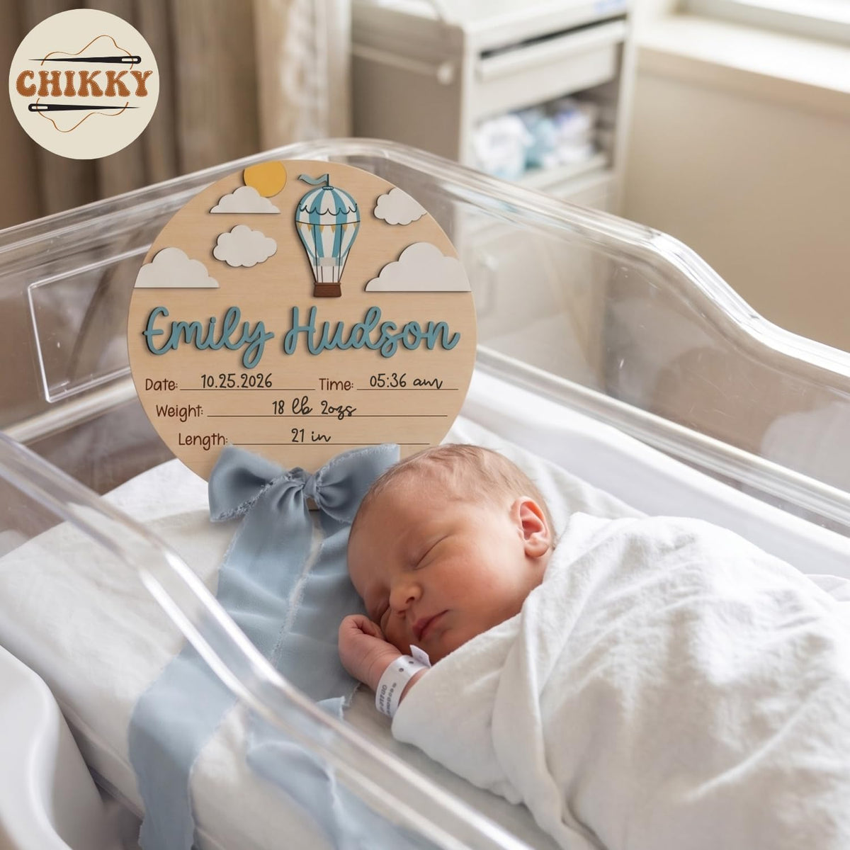 Personalized Wooden Birth Announcement Sign — image 3