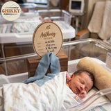 Personalized Wooden Birth Announcement Sign — 8 - oval pattern — image 3