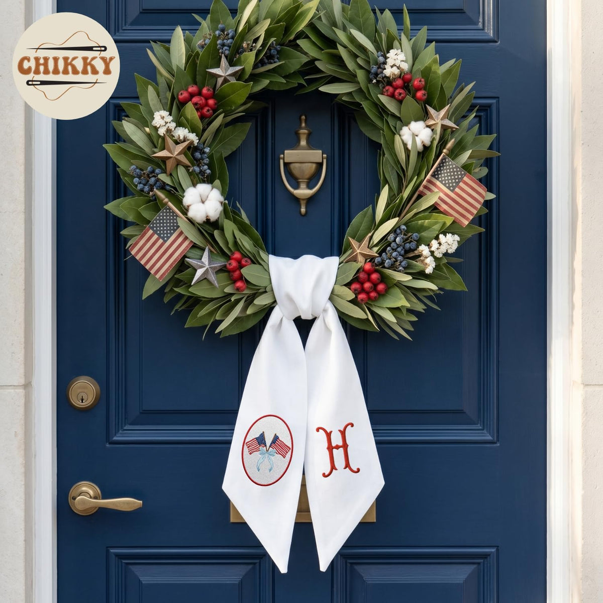 Patriotic Personalized Wreath Sash — 3 - American Flag — image 2