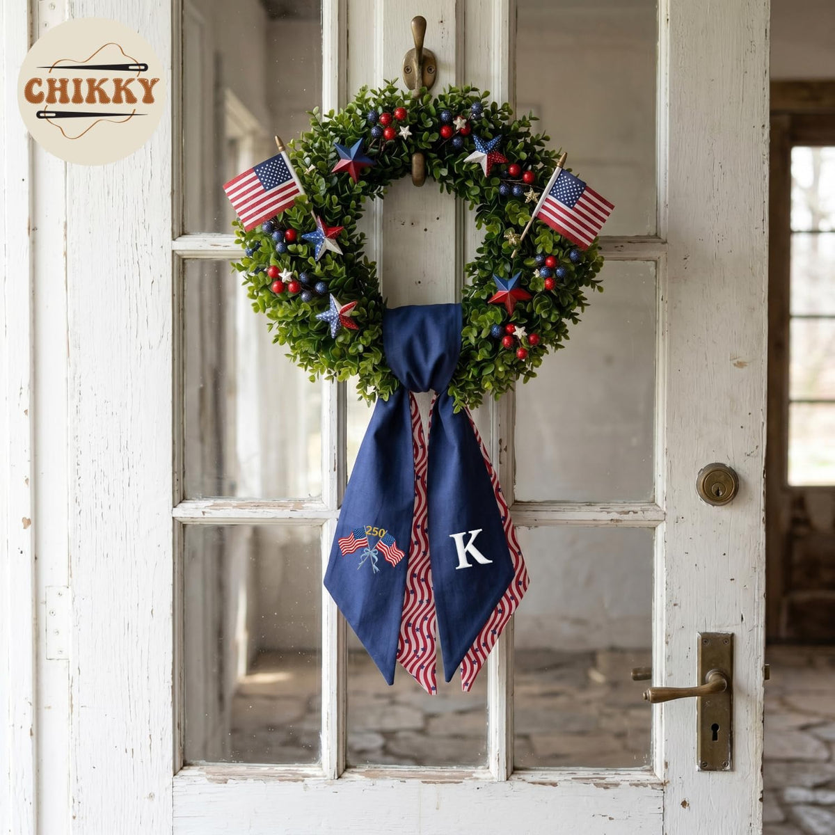 Monogram Personalized Wreath Sash — 5-250 4th of July — image 4
