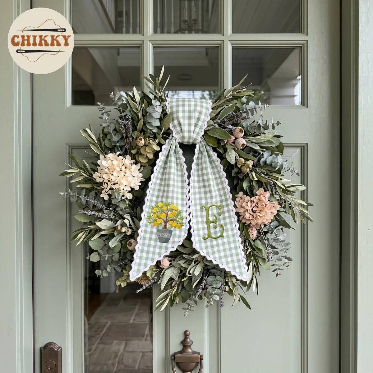 Monogram Personalized Wreath Sash — 2 - Lemon Tree — image 2