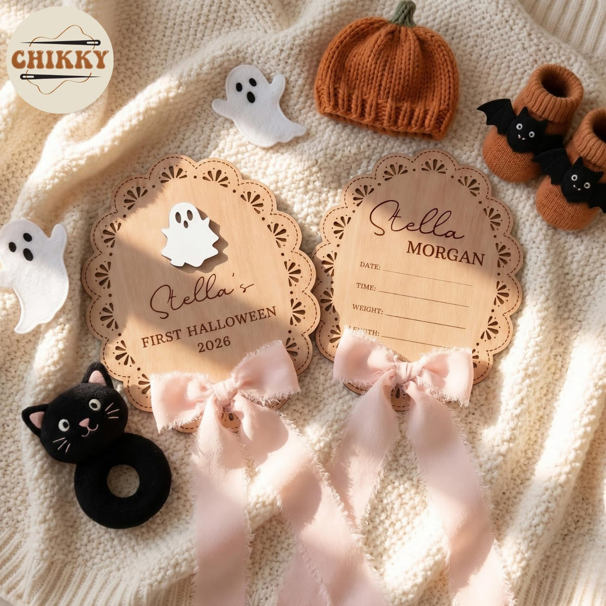 Personalized Wooden Birth Announcement Sign — image 2