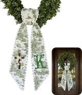 Monogram Personalized Wreath Sash — 5 - Flowers Cross