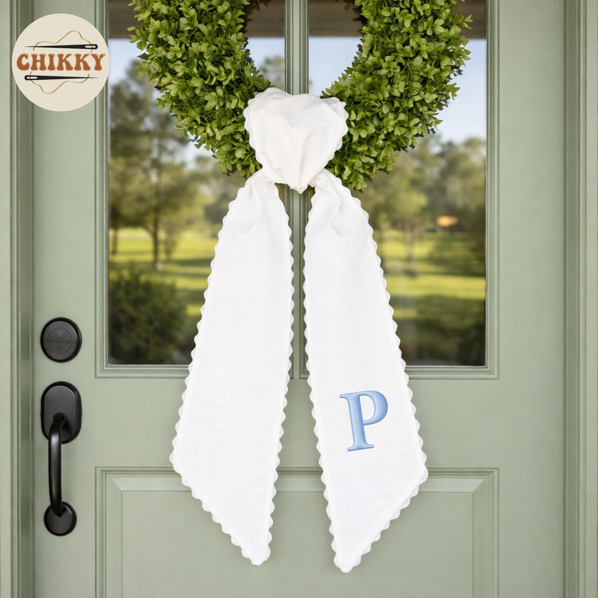 Monogram Personalized Wreath Sash — 10 - Initial — image 4