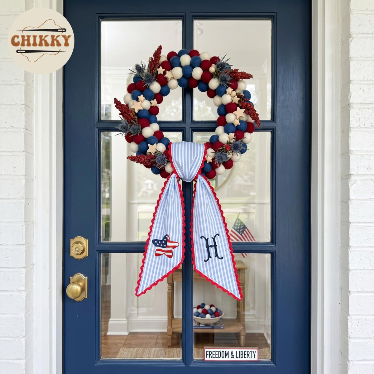 Patriotic Personalized Wreath Sash — 8 - USA Flag Star — image 3