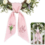 Monogram Personalized Wreath Sash — 11 - Pink Tulip