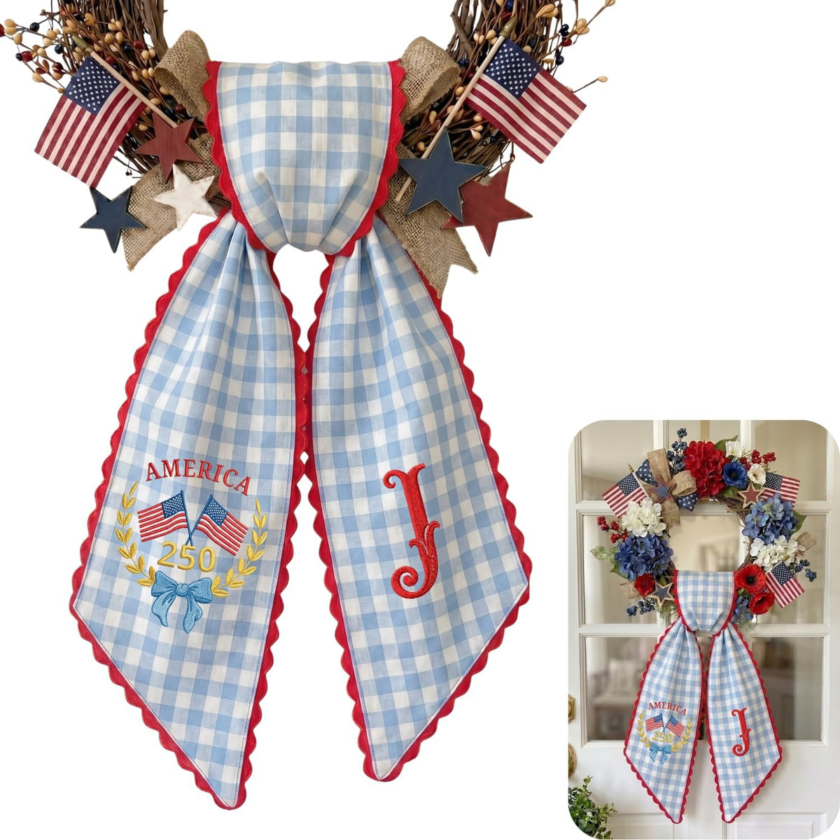 Monogram Personalized Wreath Sash — 7-250 America