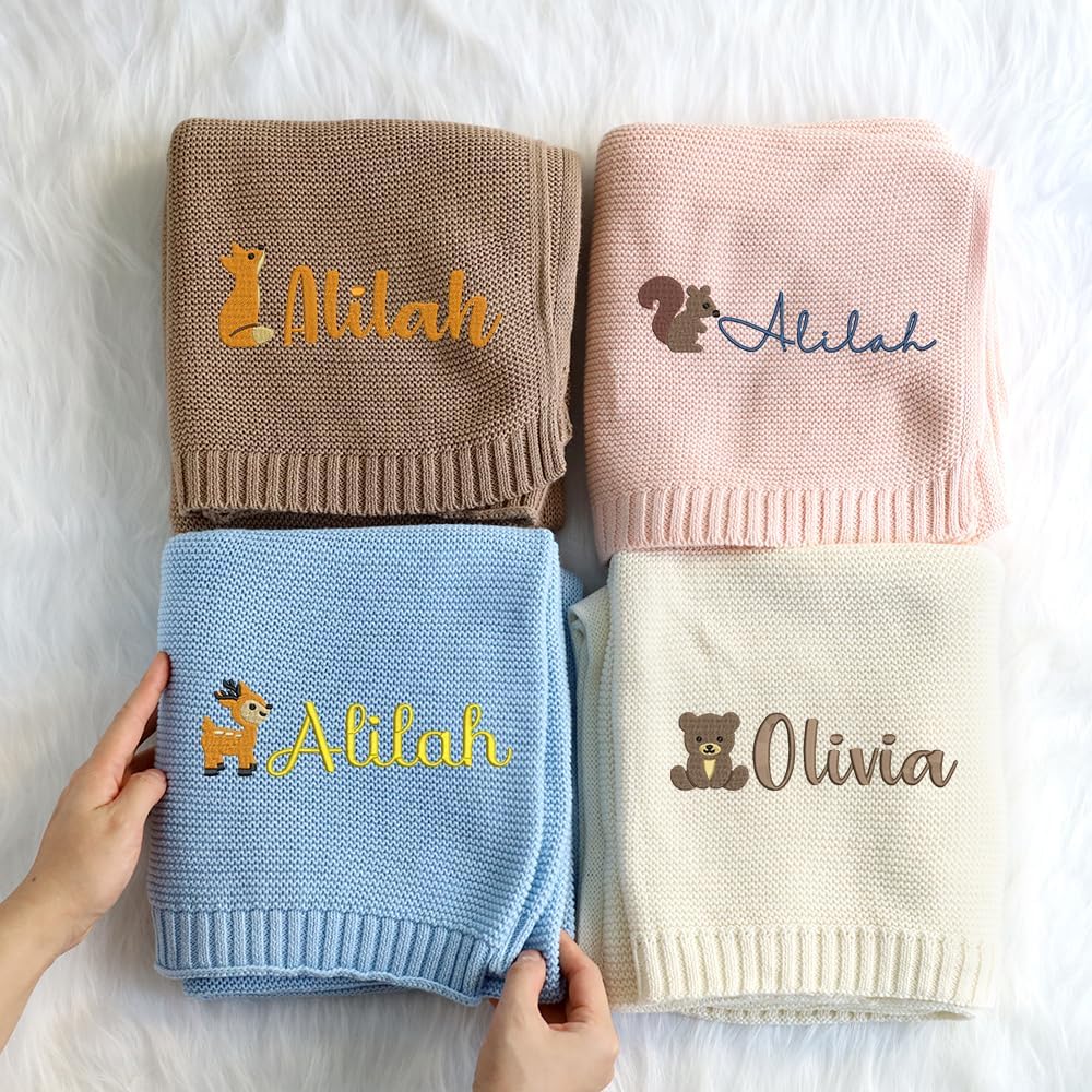 Personalized Knit Baby Blanket — 7 - Animals — image 4