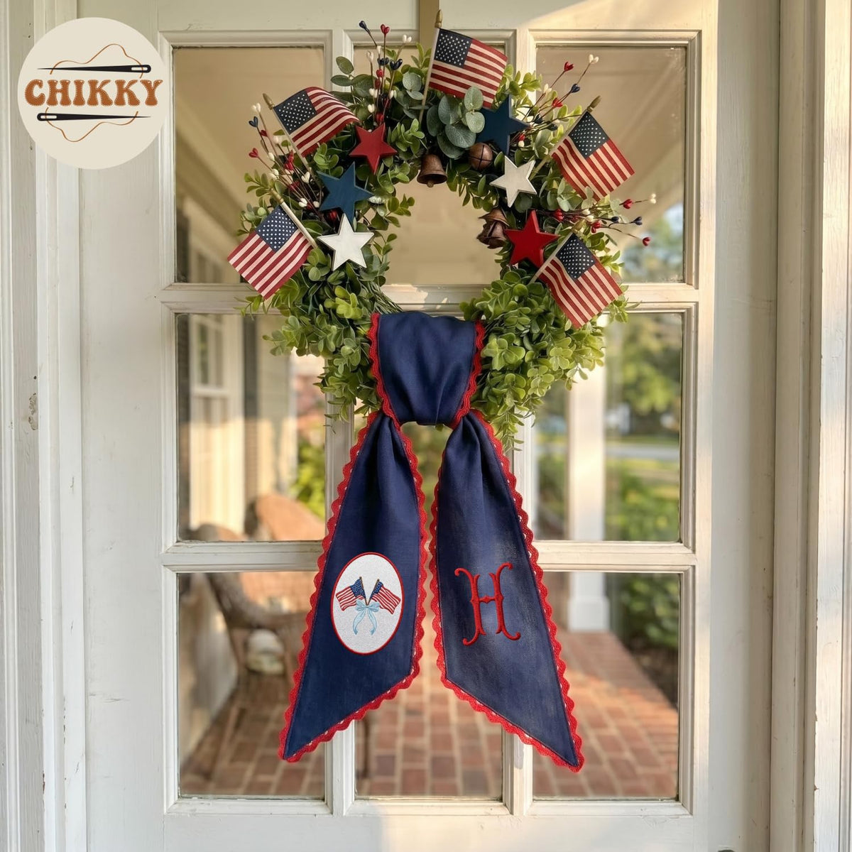 Patriotic Personalized Wreath Sash — 3 - American Flag — image 7