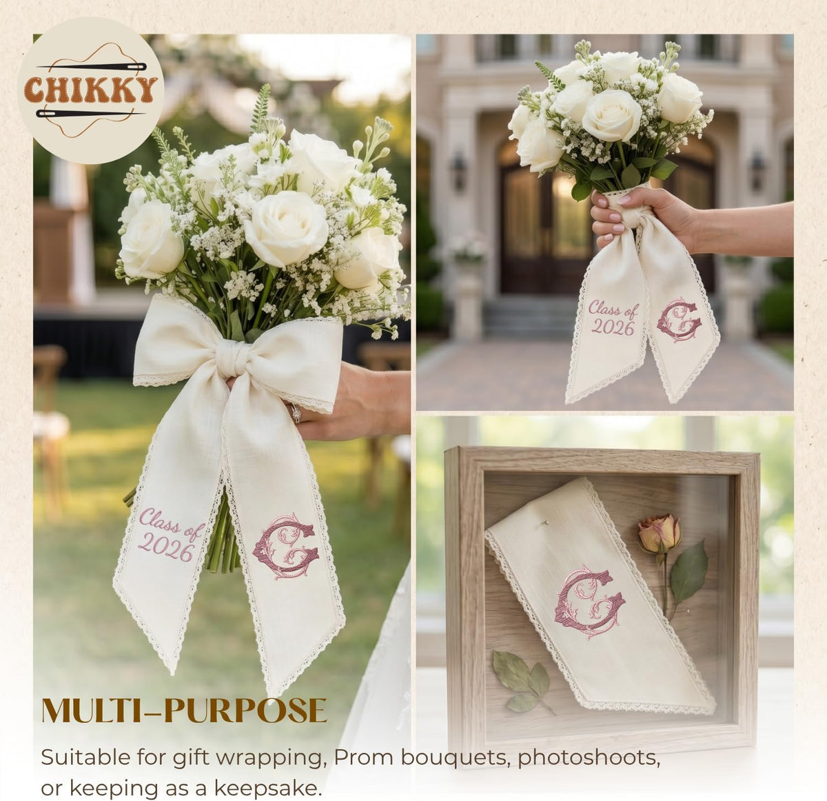 Personalized Embroidered Bouquet Sash — 9 - Class of 2026 — image 6
