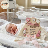 Personalized Wooden Birth Announcement Sign — 1 - flowers — image 3